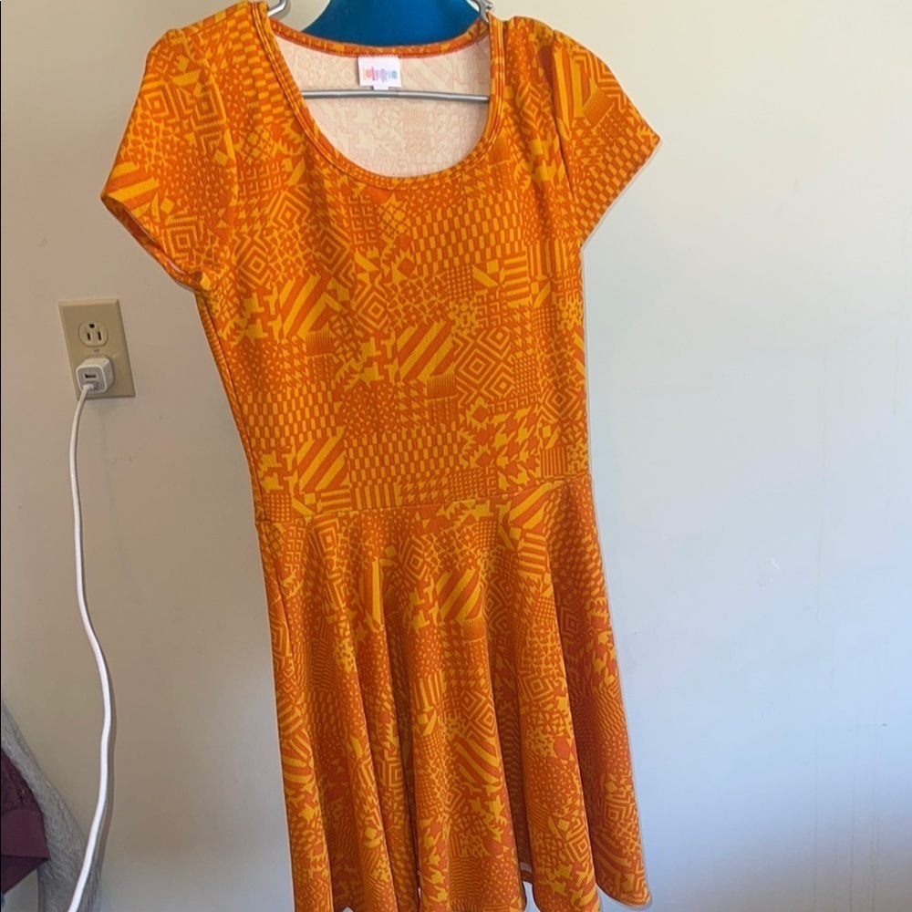 LuLaRoe Orange Geometric Dress